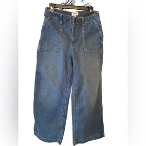 Sonoma Goods For Life Jeans Womens 12 P Blue Wash Wide Leg Stretch Denim